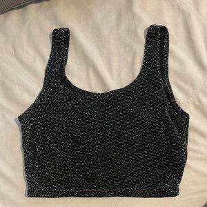 shimmer black cropped tank